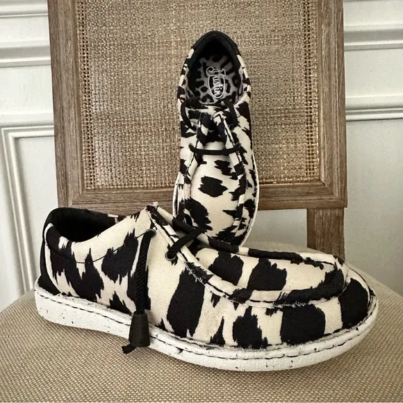 JUSTIN HAZER BLACK &amp; WHITE TEXTILE SHOES