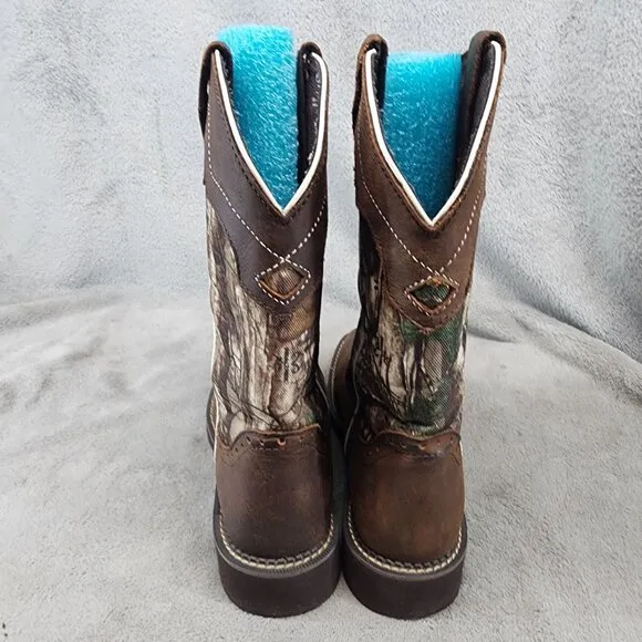 Justin Shoes Womens Size 9.5 Brown Camo Leather Western Boots