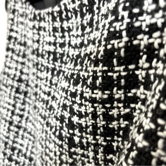 Karl Lagerfeld Black &amp; White Tweed Boat Neck Sleeveless Sheath Dress, Size 12