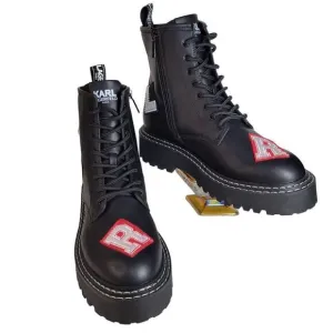 Karl Lagerfeld Paris Dixie Patched Combat Boots (Size 11M)