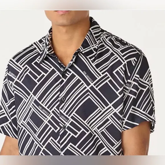 Karl Lagerfeld Paris Men’s Geometric Button Down Shirt