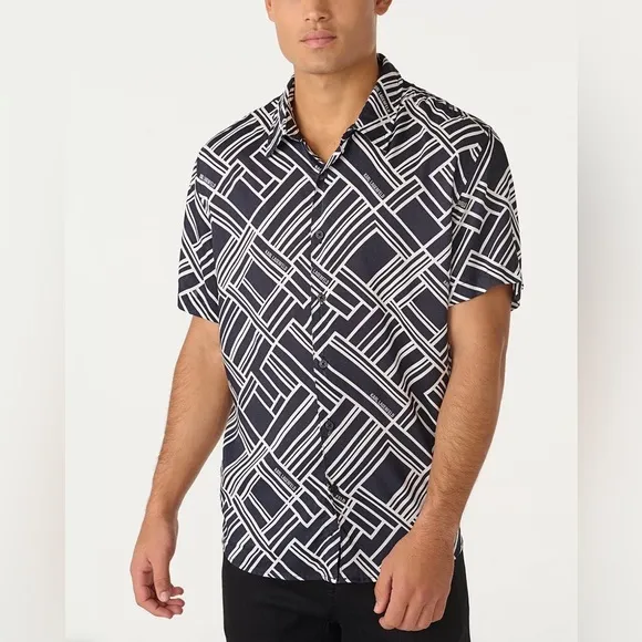 Karl Lagerfeld Paris Men’s Geometric Button Down Shirt