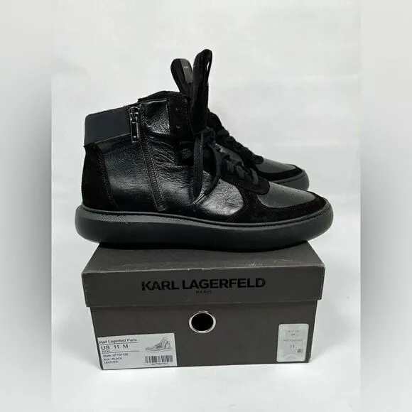 Karl Lagerfeld Paris Men's Black Leather Boots size 11 New in a Box
