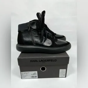 Karl Lagerfeld Paris Men's Black Leather Boots size 11 New in a Box