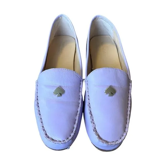 Kate Spade 9.5 Lavender LEATHER Carly Driving Loafers Slip On Moccasins Purple
