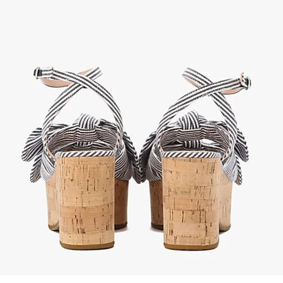 kate spade Blue &amp; White Julep Platform Wedges 8.5M