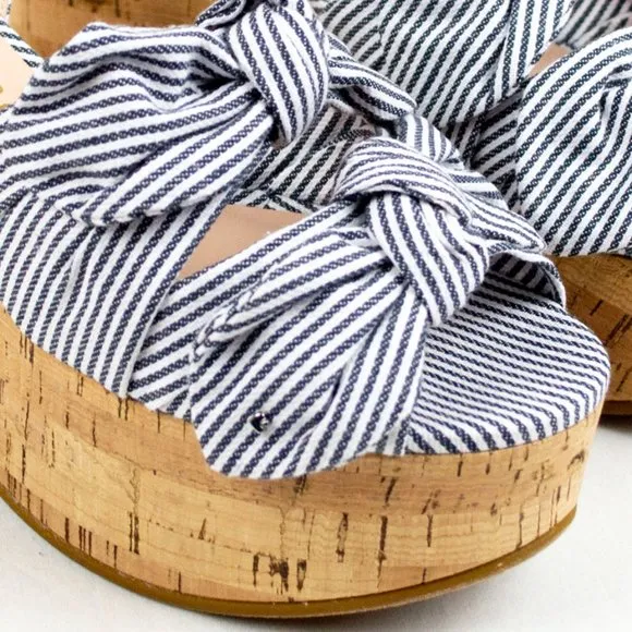 kate spade Blue &amp; White Julep Platform Wedges 8.5M