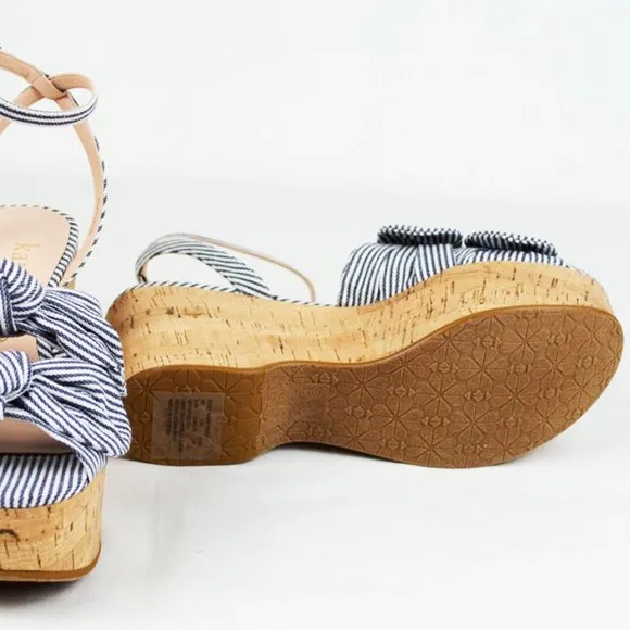 kate spade Blue &amp; White Julep Platform Wedges 8.5M