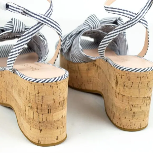 kate spade Blue &amp; White Julep Platform Wedges 8.5M