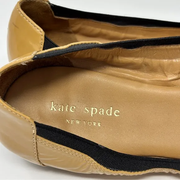 KATE SPADE Bow Tie Patent Leather Ballet Flats - 8 1/2