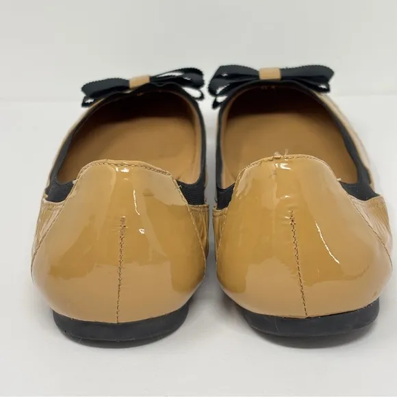 KATE SPADE Bow Tie Patent Leather Ballet Flats - 8 1/2