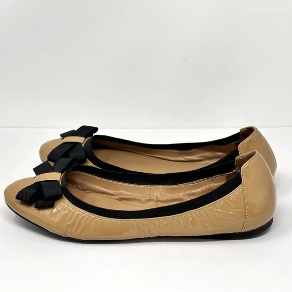 KATE SPADE Bow Tie Patent Leather Ballet Flats - 8 1/2