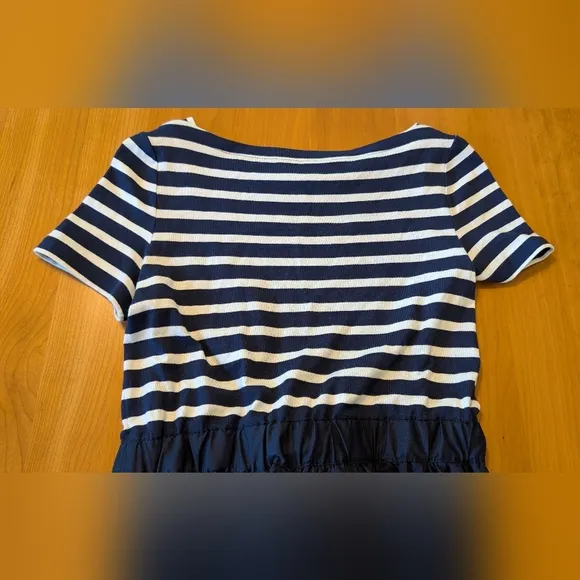 Kate Spade Broome Street Stripe Knit Mixed Media Dress, Navy Blue/White Size XS