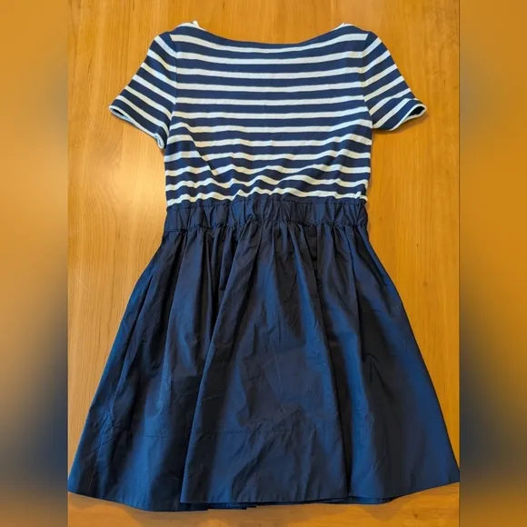 Kate Spade Broome Street Stripe Knit Mixed Media Dress, Navy Blue/White Size XS