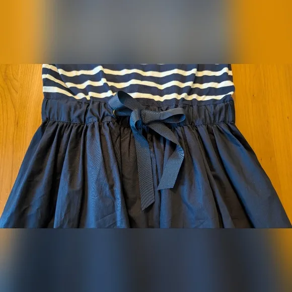 Kate Spade Broome Street Stripe Knit Mixed Media Dress, Navy Blue/White Size XS