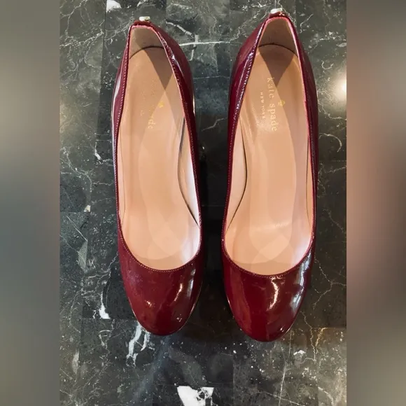 Kate Spade Burgundy Patent Leather Wedge Heels