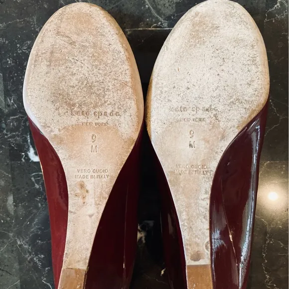 Kate Spade Burgundy Patent Leather Wedge Heels