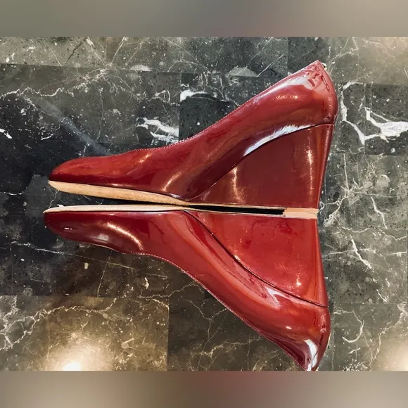 Kate Spade Burgundy Patent Leather Wedge Heels