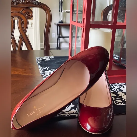 Kate Spade Burgundy Patent Leather Wedge Heels