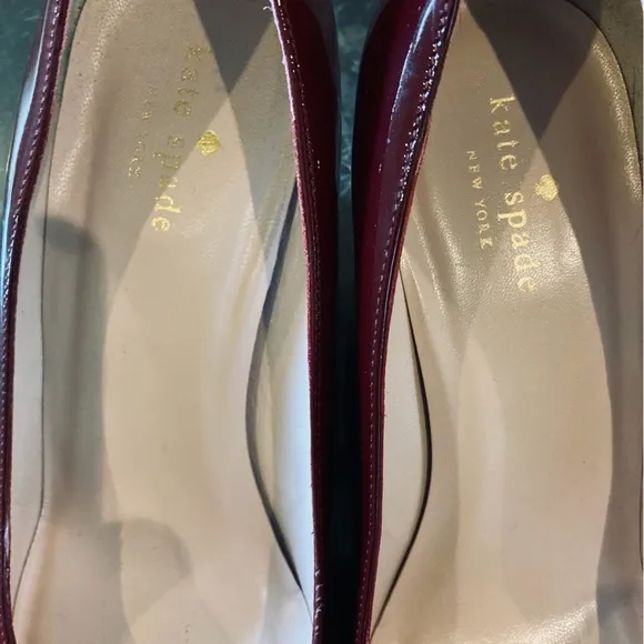 Kate Spade Burgundy Patent Leather Wedge Heels