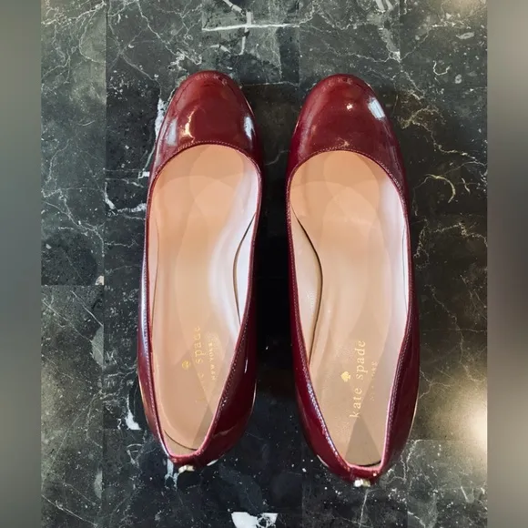 Kate Spade Burgundy Patent Leather Wedge Heels