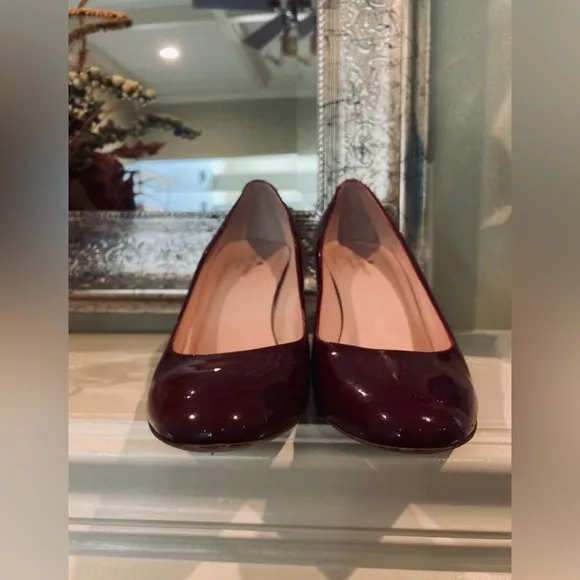 Kate Spade Burgundy Patent Leather Wedge Heels