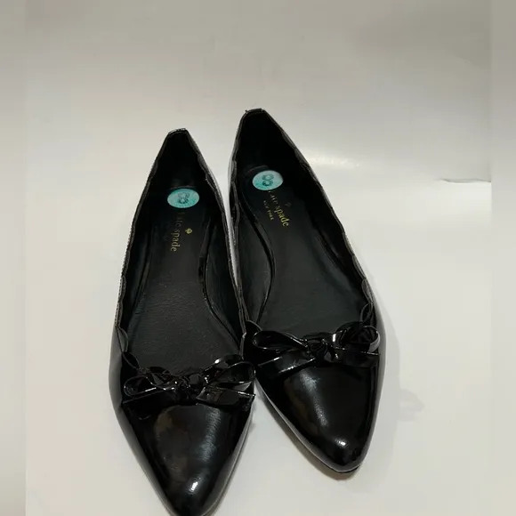 Kate Spade Eleni Flex Scalloped Black Patent Flats