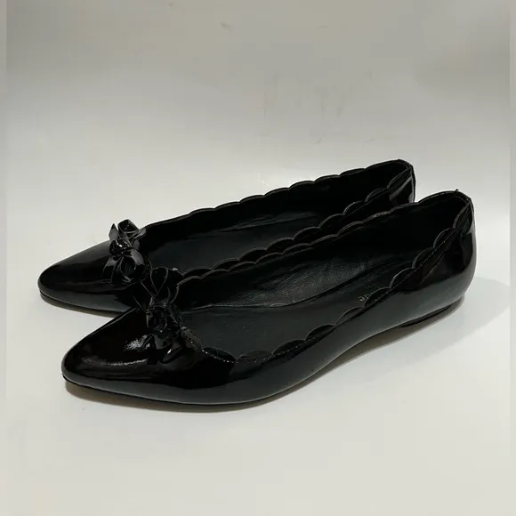 Kate Spade Eleni Flex Scalloped Black Patent Flats