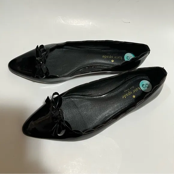Kate Spade Eleni Flex Scalloped Black Patent Flats