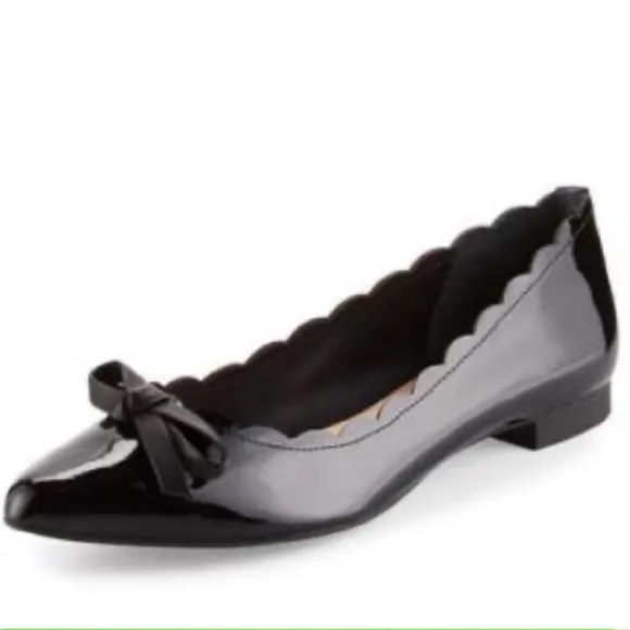 Kate Spade Eleni Flex Scalloped Black Patent Flats