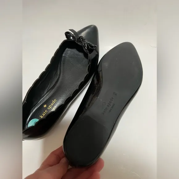 Kate Spade Eleni Flex Scalloped Black Patent Flats