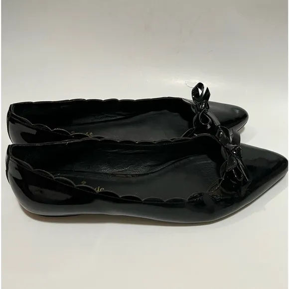 Kate Spade Eleni Flex Scalloped Black Patent Flats
