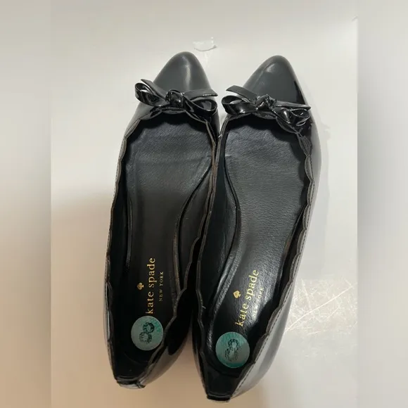 Kate Spade Eleni Flex Scalloped Black Patent Flats