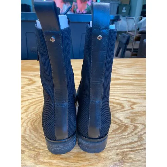 Kate Spade Merigue Combat Boots Women's 6.5 Blue Knit Lace Up Round Toe S24