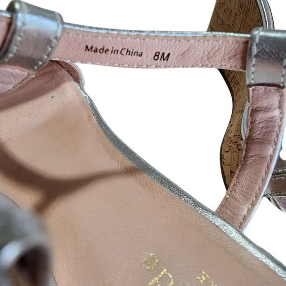 Kate Spade Metallic Silver Cork Wedge Sandals – Size 8M