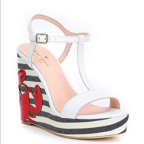 Kate Spade New York Deacon Lobster Embroidered Wedges Size 10