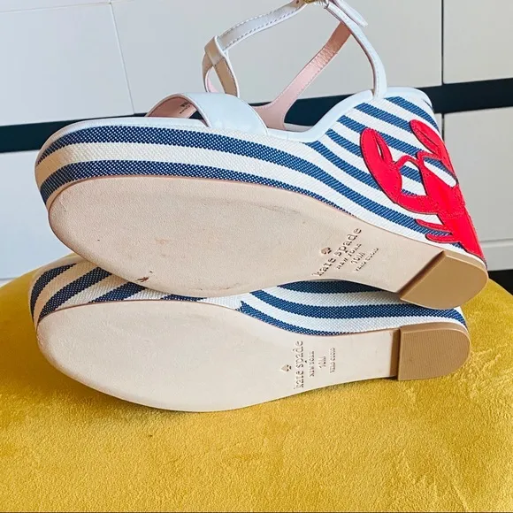 Kate Spade New York Deacon Lobster Embroidered Wedges Size 10