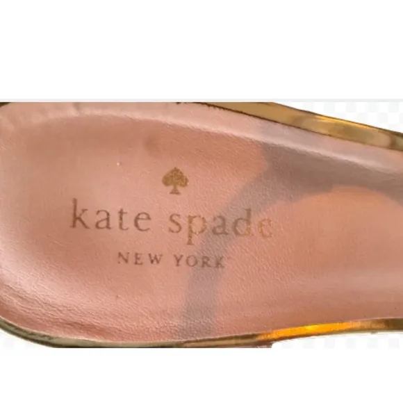 Kate Spade New York Tallinn Metallic Gold Cork Womens Buckle Strap Wedges Sz 10