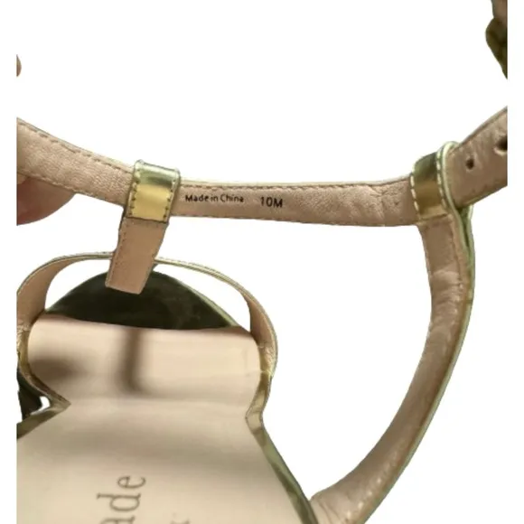 Kate Spade New York Tallinn Metallic Gold Cork Womens Buckle Strap Wedges Sz 10