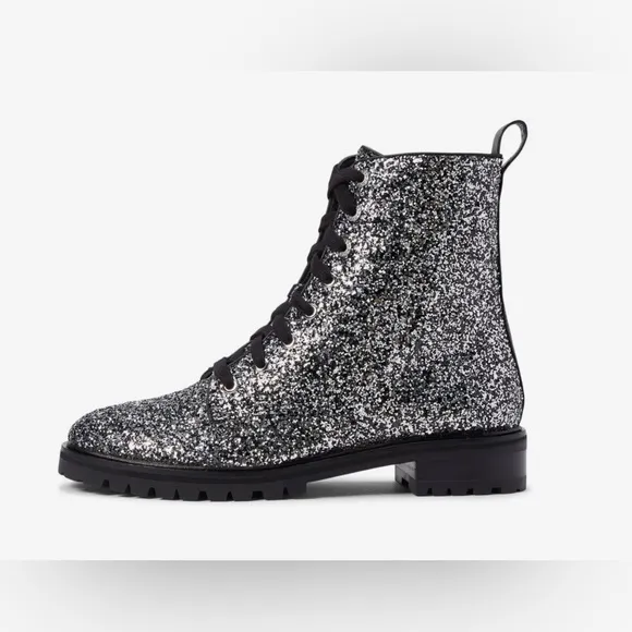 Kate Spade New York‎ Womens Jemma Glitter Ankle combat Lace-up Boots size  9.5