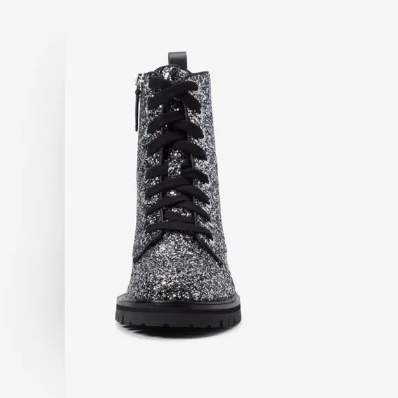 Kate Spade New York‎ Womens Jemma Glitter Ankle combat Lace-up Boots size  9.5
