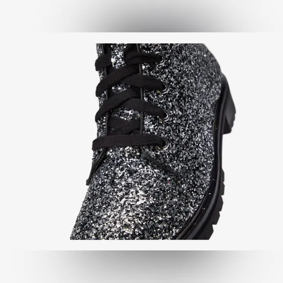 Kate Spade New York‎ Womens Jemma Glitter Ankle combat Lace-up Boots size  9.5