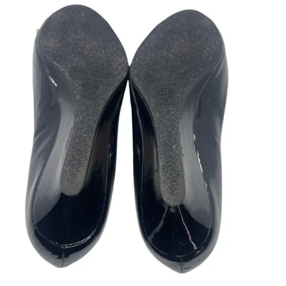 kate spade | Patent Leather Bow Accents D'Orsay Pumps | Peep Toe | Black | 7.5