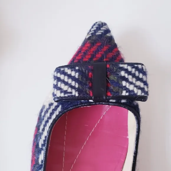 Kate Spade Red Plaid Bow Flats