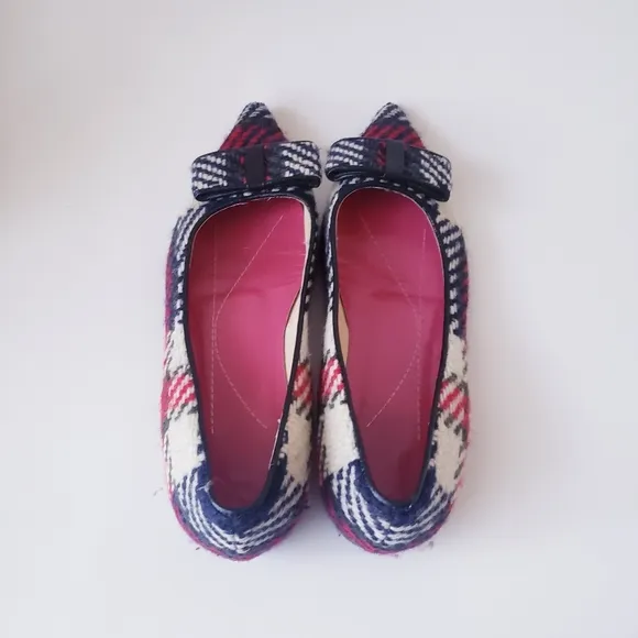 Kate Spade Red Plaid Bow Flats