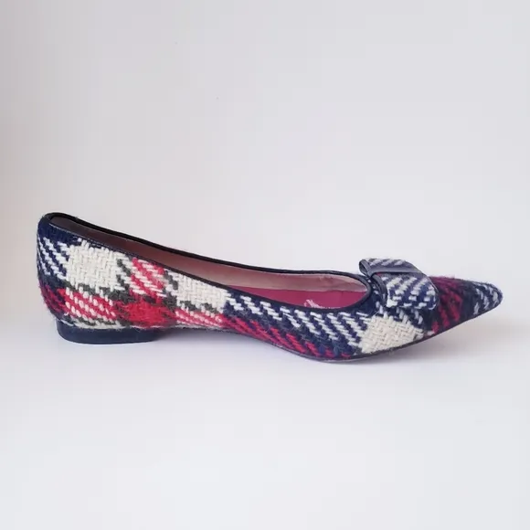 Kate Spade Red Plaid Bow Flats