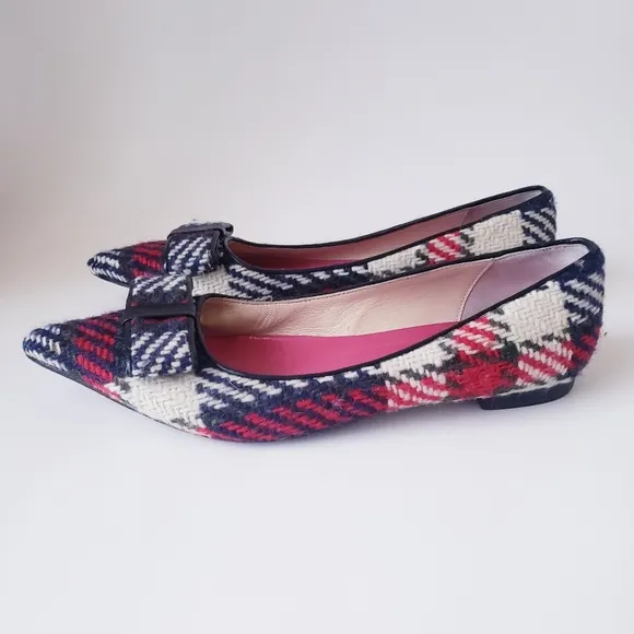 Kate Spade Red Plaid Bow Flats