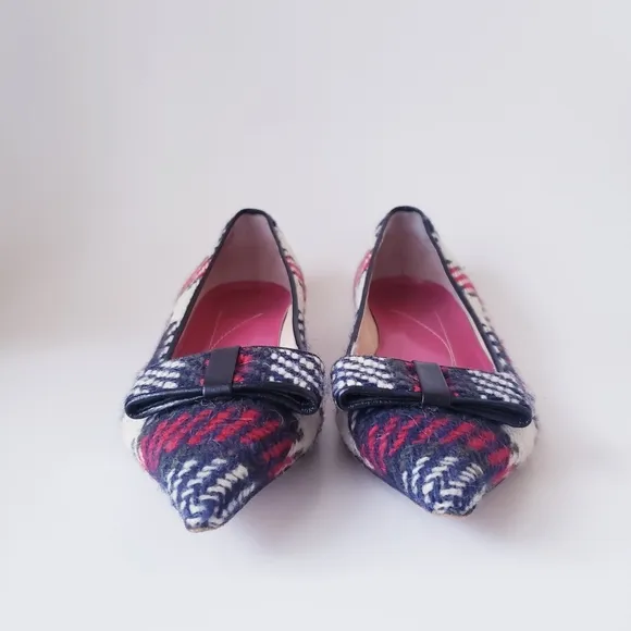 Kate Spade Red Plaid Bow Flats