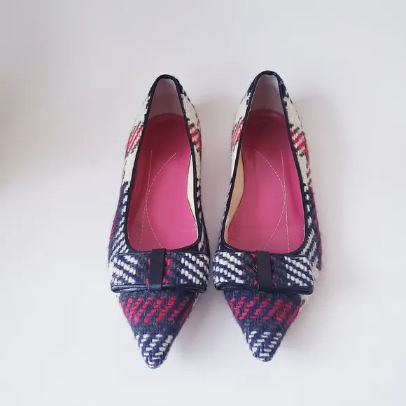 Kate Spade Red Plaid Bow Flats