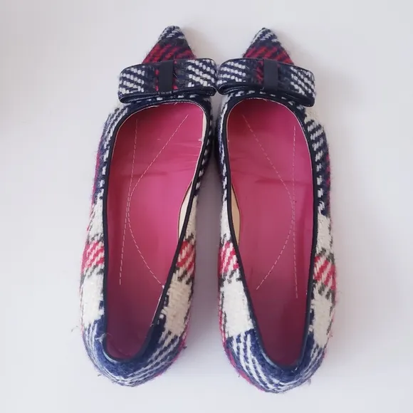 Kate Spade Red Plaid Bow Flats